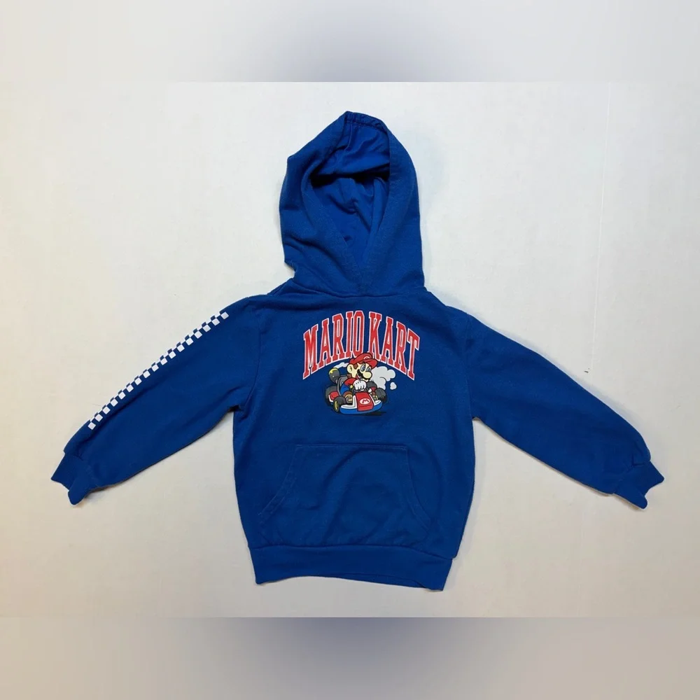 Nintendo Mario Kart Kid’s Size 7 Blue Checkered Hoodie